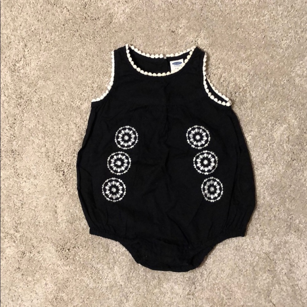 black Embroidered Boho bubble romper